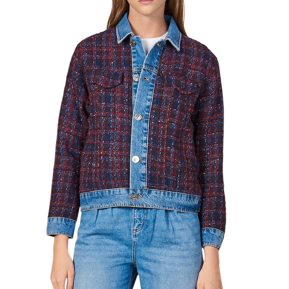 *SOLD* Sandro Chelsy Denim-Trimmed Tweed Jacket - Picture 6 of 12